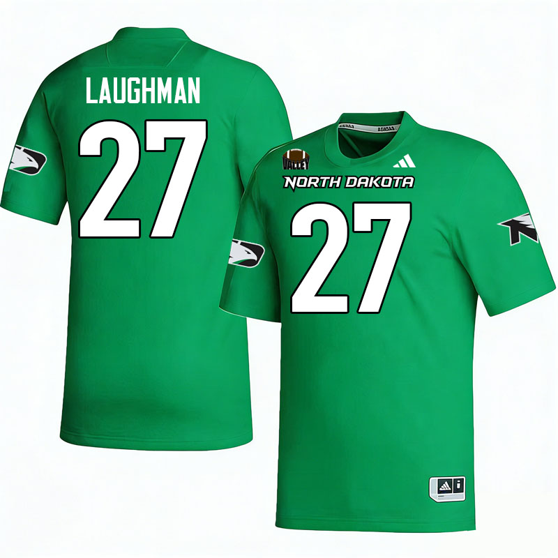 North Dakota Fighting Hawks #27 Kenten Laughman College Football Jerseys,Uniforms-Green